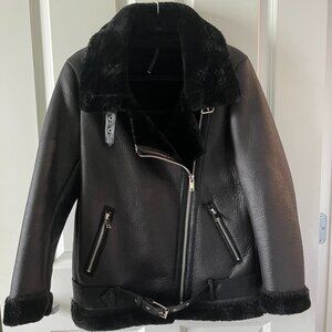 LY VAREY LIN Women's Faux Shearing Moto Jacket Thick Lined Parka